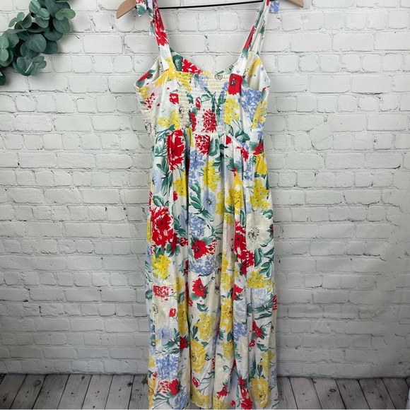 URBAN OUTFITTERS Positano Cotton Tie Shoulder Floral Midi Sundress size Medium - Picture 5 of 8